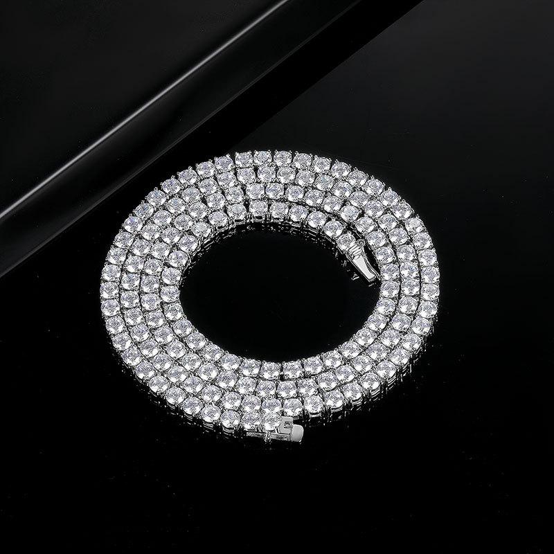 POPILY  3mm/5mm Simulated Diamond Tennis Necklace for Women, Classic 18"/20''/22"/24" with Secure Box Clasp Safety Latch