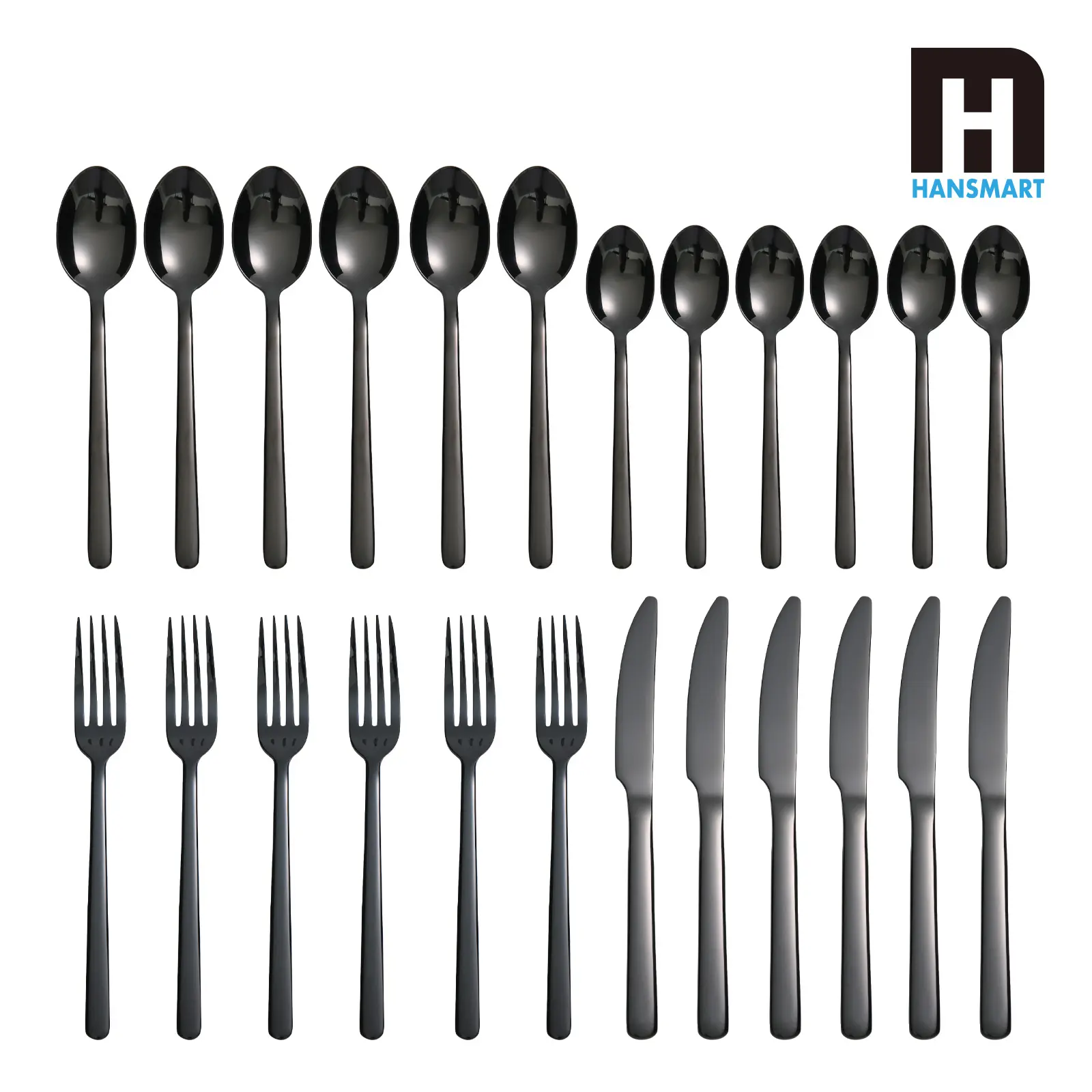 24-Piece Stainless Steel Flatware Set, Thick Matte Black Kitchen Utensil Set for Home, Wedding, Restaurant & Dishwasher Safe  Dinnerware Modern Tableware Sets