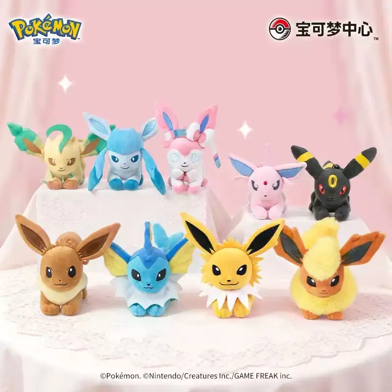 Official Pokemon Center Fall For Eevee Series Lying Eeveelution Plush Keychain Full 9 Styles Eevee Vaporeon Jolteon Flareon Espeon Umbreon Leafeon Glaceon Sylveon Soft Bag Charm Anime Collectible Gift