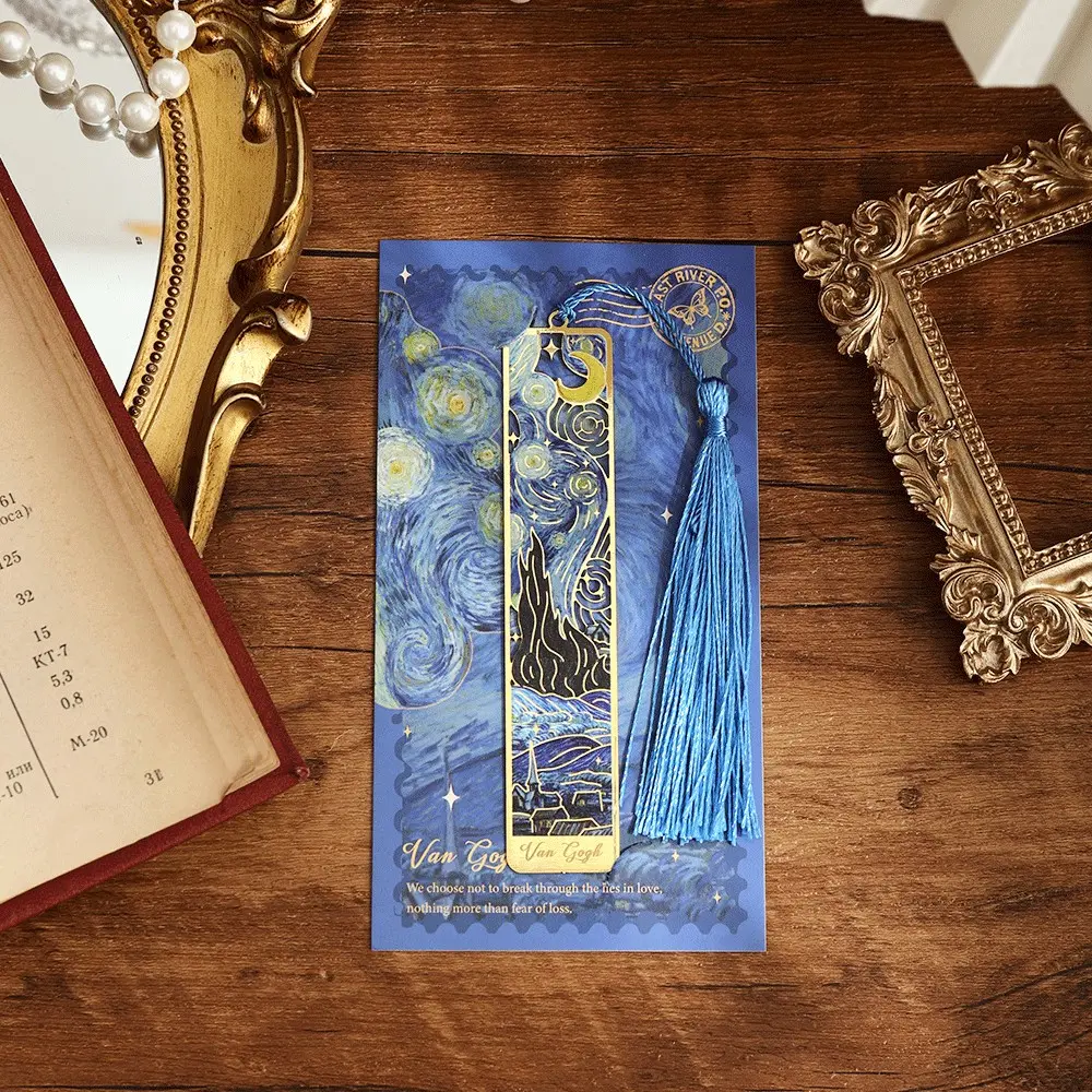 Vintage Floral Painting Metal Bookmark, 1 Count Hollow Bronzing Bookmark with Tassel, Stationery Gift for Book Club Readers, Birthdays and Festivals, Teenage Girl Gifts, Bookmark Tassels, Book Accessories