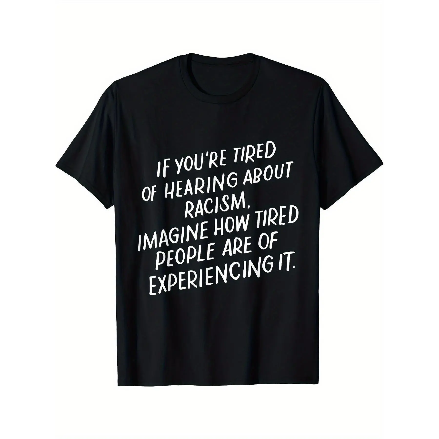 Unisex 100% Cotton Equality Quote Graphic T-Shirt, Menswear Tops - Black, Short Sleeve, Soft, Breathable, Fit, Essential Everyday Casual Social Awareness Statement Shirt, Lightweight