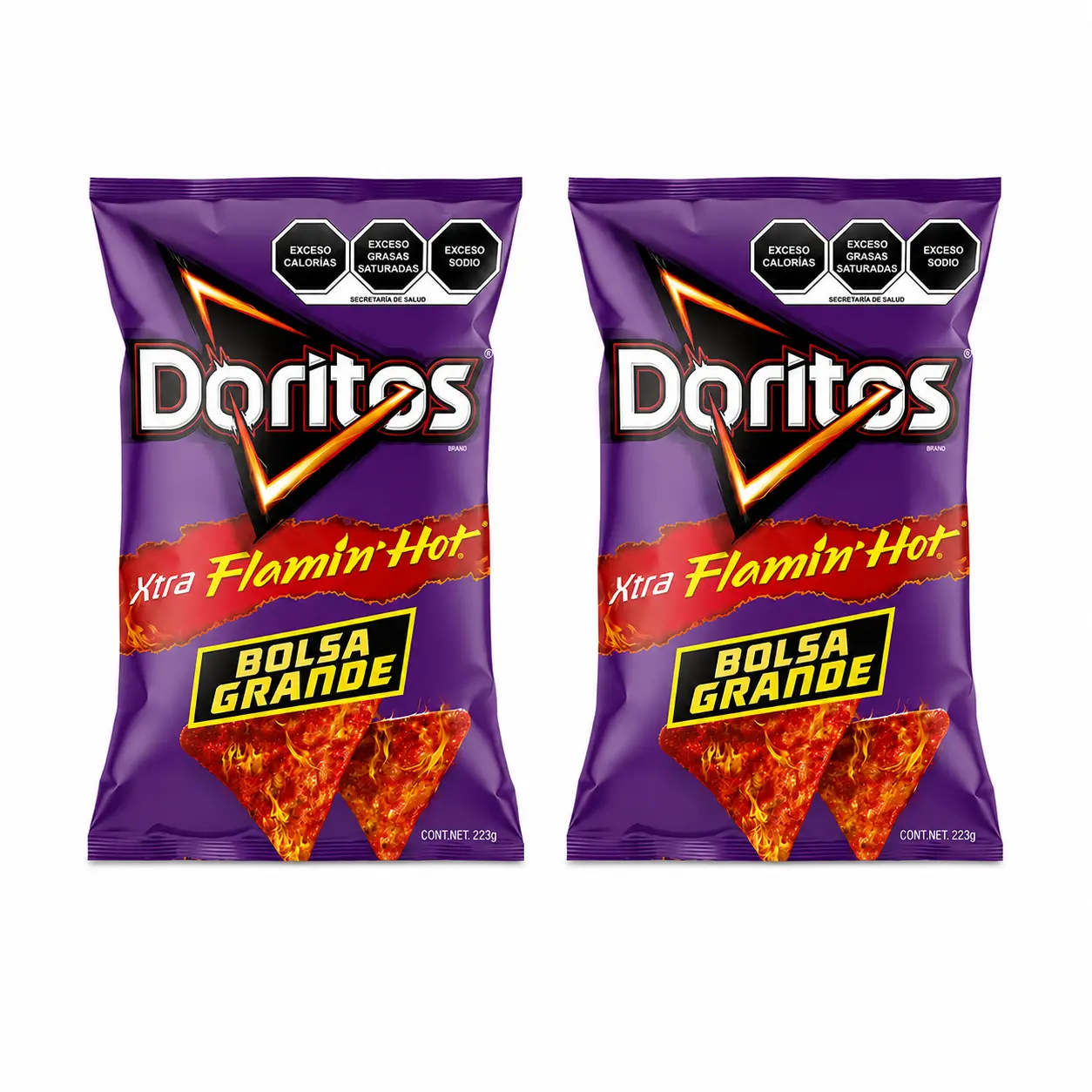 Doritos Mexicanos Xtra Flamin’ Hot Papitas Mexicanas Picantes, Botana de México, Chips Flamin Hot, Snacks Mexicanos, 223g c/u