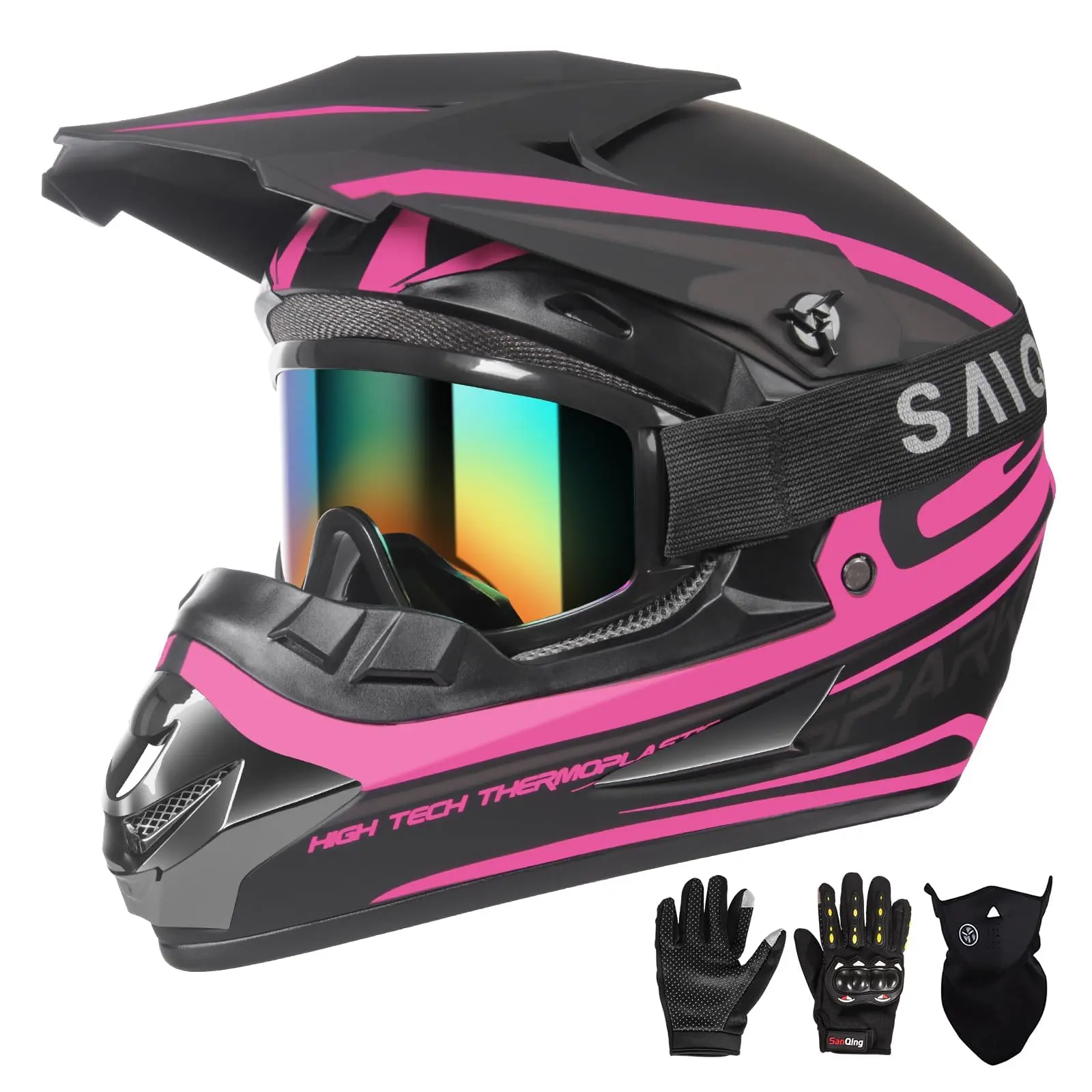 Sanqing DOT-Approved Full Face Motocross Helmet - For Youth & Adult Off-Road ATV, BMX Riding