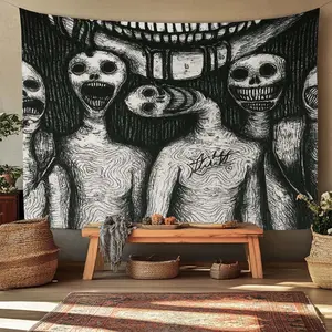 Modern Art Wall Tapestry, Unique Design Hanging Decor, Large Size Living Room Background Cloth, Creative Space Decoration