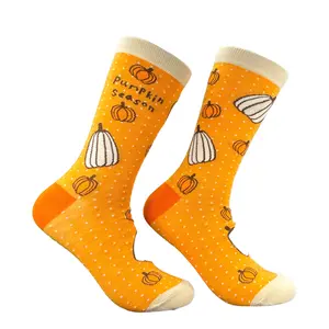 Women's Pumpkin SeasonSocks Funny Sarcastic Halloween Graphic Novelty Fall Footwear For Ladies Funny Graphic Socks Comfortable Fitted Spandex Cotton
