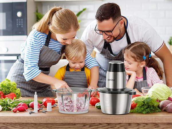 Ganiza Food Processor with 8 Cup Glass Bowls & 8 Cup Stainless Steel 2-Speed Food Chopper Meat Grinder Upgraded Button & Smart Overheat Protection Light - Includes Clean Brush 2 Sets of Blades Ganiza Food Processor with 8 Cup Glass Bowls & 8 Cup Stainless Steel 2-Speed Food Chopper Meat Grinder Upgraded Button & Smart Overheat Protection Light - Includes Clean Brush 2 Sets of Blades