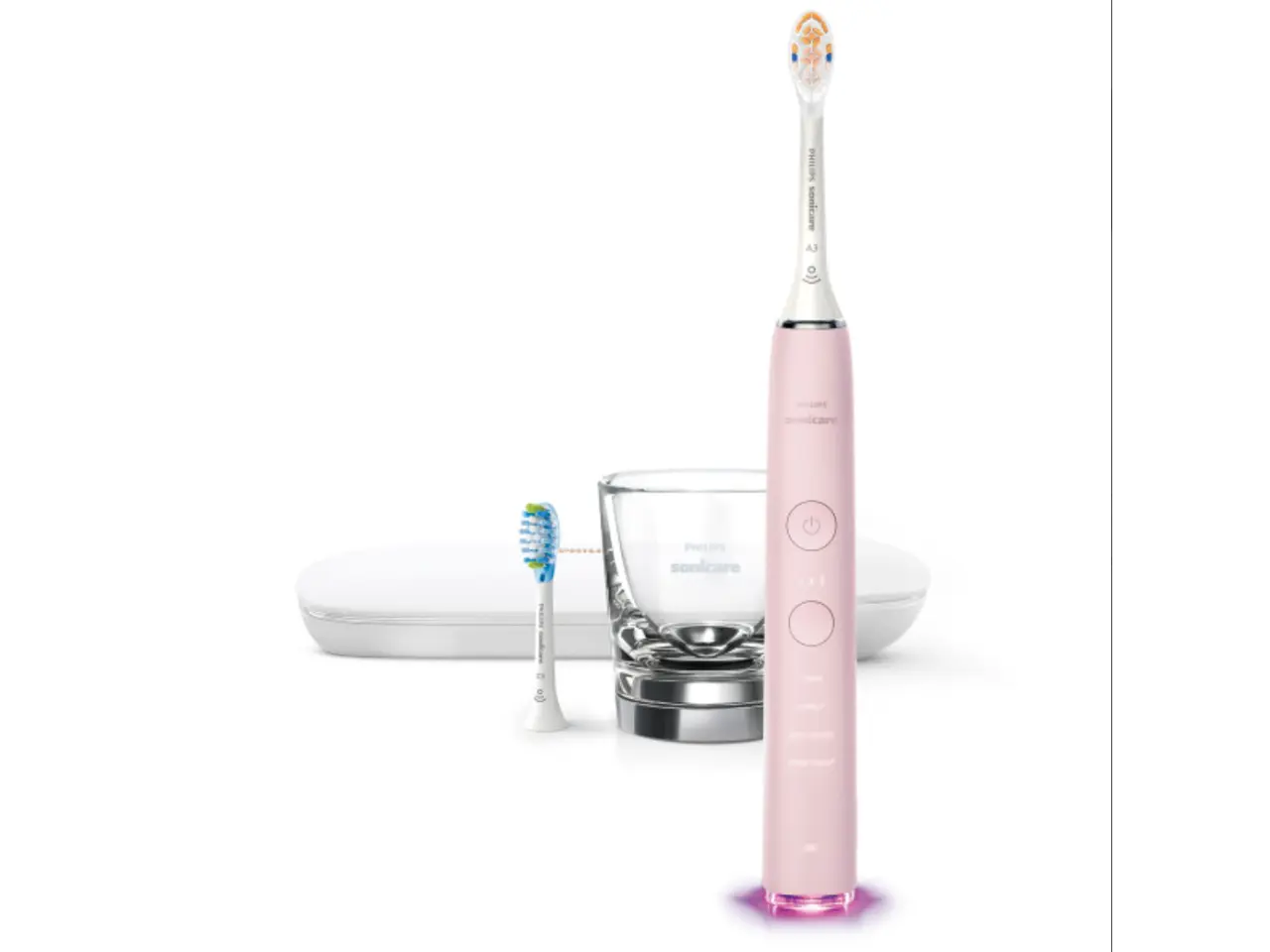 Philips Sonicare DiamondClean Smart 9300 Electric Toothbrush, Sonic Toothbrush with App, Pressure Sensor, Brush Head Detection, 4 Brushing Modes and 3 Intensity Levels, Pink, Model HX9903/25