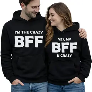 [Graphic Hoodie] Couple Matching Hoodies/T-Shirt - Crazy BFF Best Friends Graphic Hoodie Casual Pullover Hooded Sweatshirt