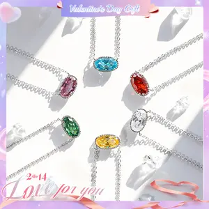 [Valentine's Day Gift]BlissBling Personalized Birthstone Design Women Pendant Jewelry with Collar, Artificial Gemstone Decor
