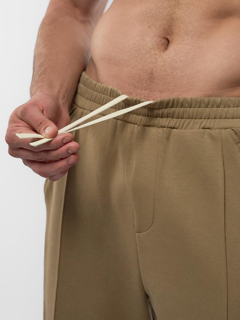 Fioboc Men's Straight Leg Pants - Fall Winter Business Casual Essential Bottoms, Structured Wrinkle Resistant Menswear Beige