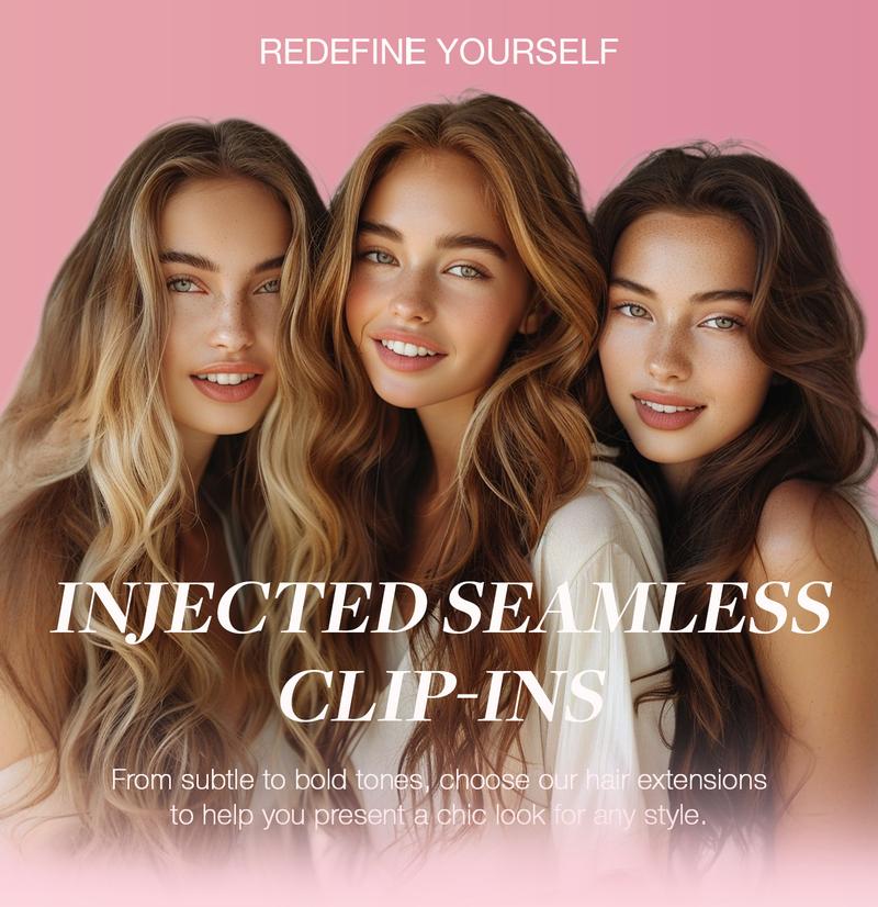 GOOGOO Invisi Edge Injected Seamless Clip in Human Hair Extensions Invisible Natural Straight