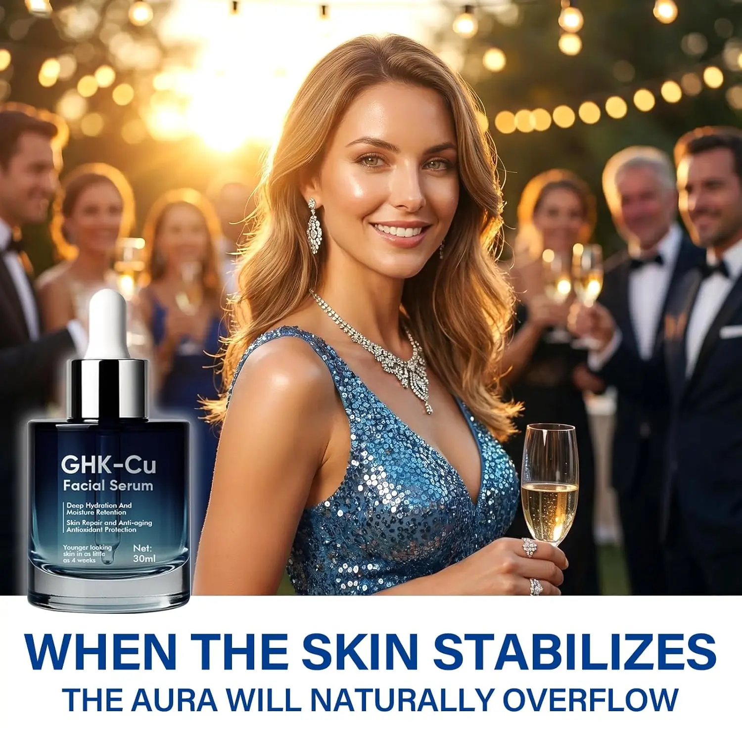 ghk cu needle size 50mg GHK Cu Vial Blue Copper Peptide Face Serum Age-Aging Moisturizing  Repairing for Skin Care Serum Facial Care Kit d main image 1