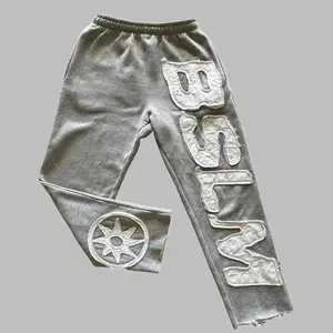 Men's Autumn Winter New Sweatshirt Personality Street Style High Street Hip Hop Letter Embroidery Fashion Casual Pants Unisex Menswear Trouser Grey Sweatpant Activewear Athletic Sport Sportswear