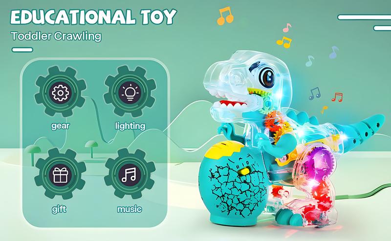 Electric T-Rex Roaring Dinosaur Toys, Music Toys with LED Lights & Moving Wheels, Transparent Stem Sensory Gear Car Toys for Kids Entertainment, Gift for Boys Girls Birthday Party Christmas Electric T-Rex Roaring Dinosaur Toys, Music Toys with LED Lights & Moving Wheels, Transparent Stem Sensory Gear Car Toys for Kids Entertainment, Gift for Boys Girls Birthday Party Christmas