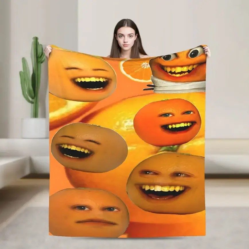 Annoying Orange Meme Collage Print Flannel Cooling Blanket - Cute Print Blanket, Soft Cozy Textile Bedding Throw for Meme Fans, Bedroom Living Room Homegoods Perfect Gift, Cooling Blankets, Cute Print Blankets