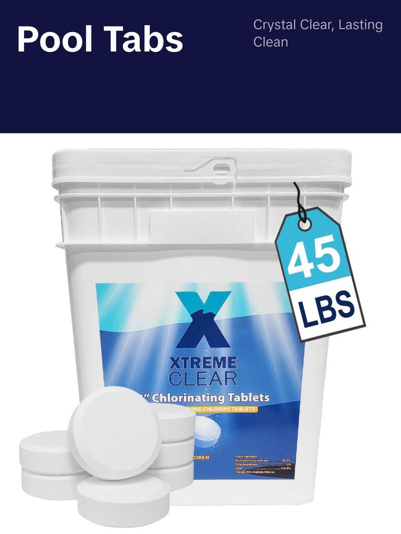 XtremeClear 3" Stabilized Tablets Swimming Pools Individually Wrapped, 45 Pounds pool supply HTH products