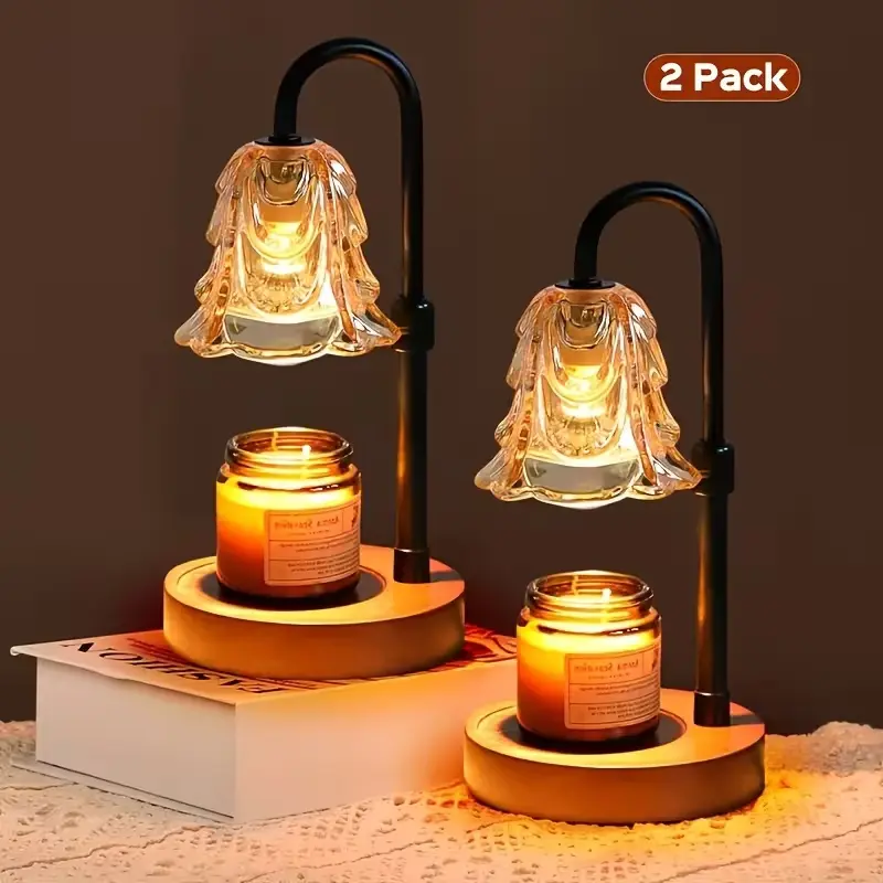 Dimmable Candle Warmer Lamp with Timer - Vintage Home Decor Candleholder, Dimmable Warmth Nightlight for Bedroom Use, Female Gift (Includes 2 Bulbs, 2-Pack Ornaments)