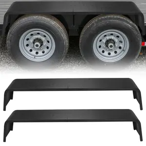 Garvee 2PCS 14-Gauge Steel Diamond Plate Trailer Fenders, 72''x13''x10'' Tandem Axle Utility Trailer Fenders for 13''-15'' Wheels, Heavy Duty Cargo or Landscape Trailer Replacement Fenders"