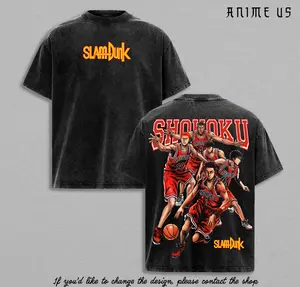 Slam Dunk Shohoku Team Hanamichi Sakuragi Kaede Rukawa Takenori Akagi Hisashi Mitsui Ryota Miyagi Anime Basketball Vintage Washed Oversized Tee