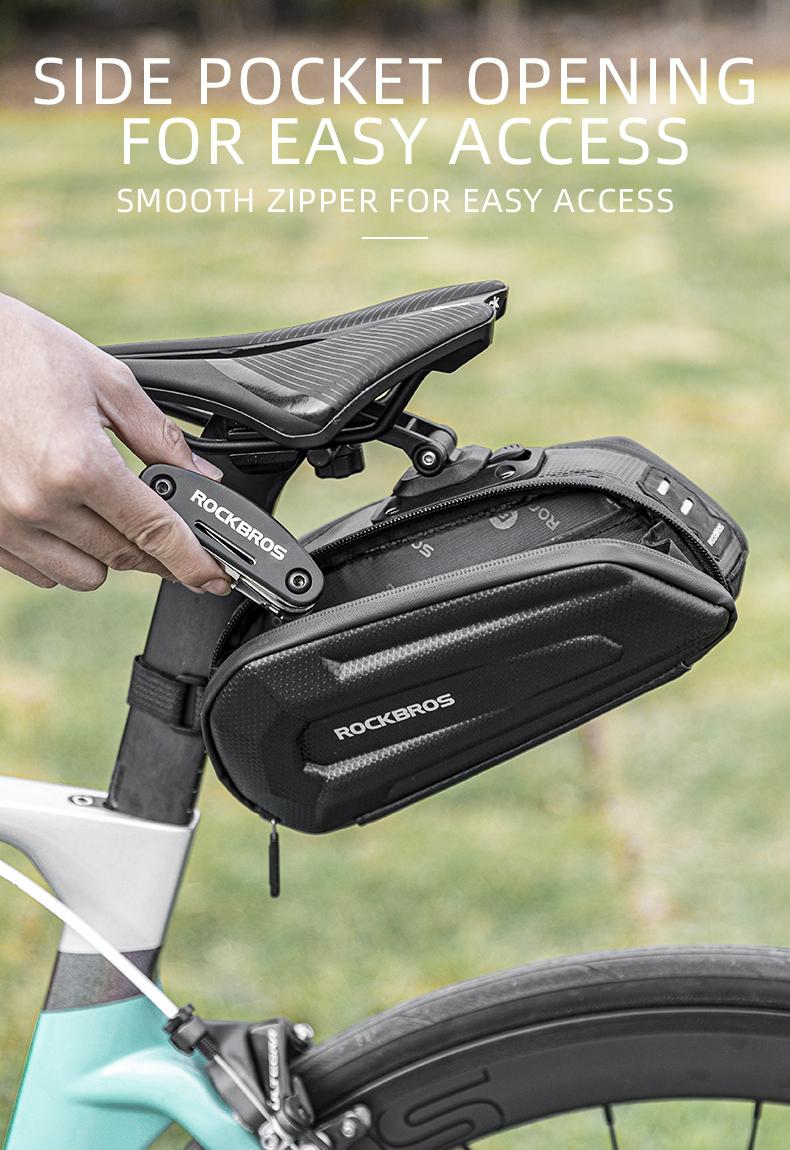 ROCKBROS Bike,Bicycle Saddle Bag Under Seat 3D Hard Shell Bike Seat Bag with Silver Reflective Strip Bike Bag for Mountain Road Bikes