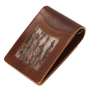 Leather Folding Money Clip Wallet with Mossy Oak® New Bottomland®