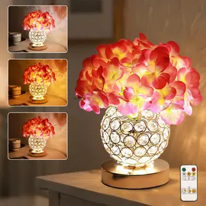 Artificial Hydrangea Flower Lamp with Remote Control, 3 Color Dimmable Night Light, Ideal Home Decor for Bedroom Living Room Wedding Coffee, Gifts for Women Friend Wife on Christmas Birthday