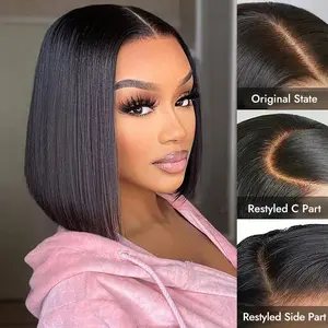 Wiggins Hair Straight Short Bob Wig 13x4 HD Lace Frontal Wigs Human Hair Wig Pre Plucked Hairline Invisible Knots