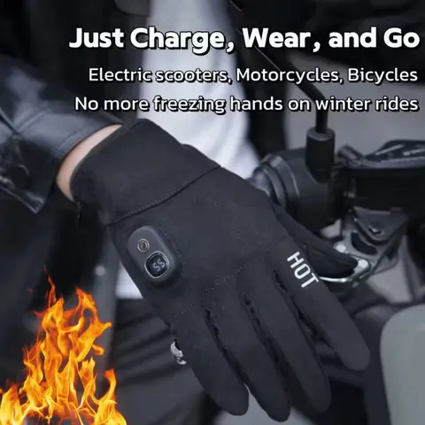Heated electric gloves, can heat both the palm and back of the hand, three-level temperature adjustment, rechargeable hand warmers, warm gloves, cycling gloves. Equipped with a 2000mAh battery (removable for cleaning), suitable for cycling, gaming, and
