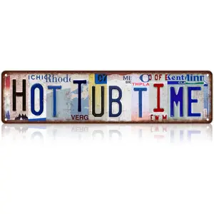 Vintage Hot Tub Time Wall Decor Street Signs Bathroom Metal Tin Signs 16 x 4 Inches