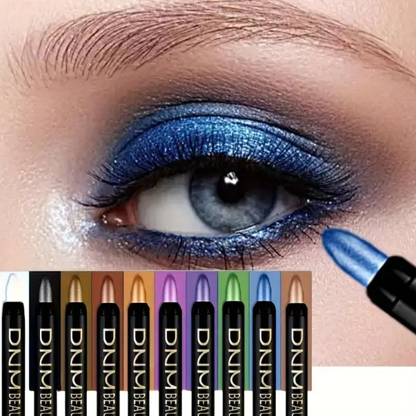 10pc Waterproof Eyeshadow Pencil Set - 10 Color, Rotatable, Long-Lasting, Weather-Resistant, Daily Use, Blendable, Pearl Shimmer Highlighter, Silk Liner, Smoky Matte Finish, Beauty Makeup Cosmetic, Glitter