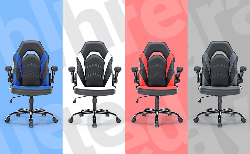 HomeSquad Gaming Chair - Ergonomic Swivel Racing Office Executive Task Chair with Adjustable PU Leather and Flip-up Armrest for Adults, Kids, Men, Women, Gamers