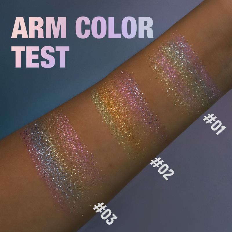 Chameleon Diamond Rainbow Eyeshadow, Multichrome Face Highlighter Palette, Multi-use, Long Lasting, High Pigment, Metallic Glitter Sparkling Eyeshadow Eyes Makeup Highlighter