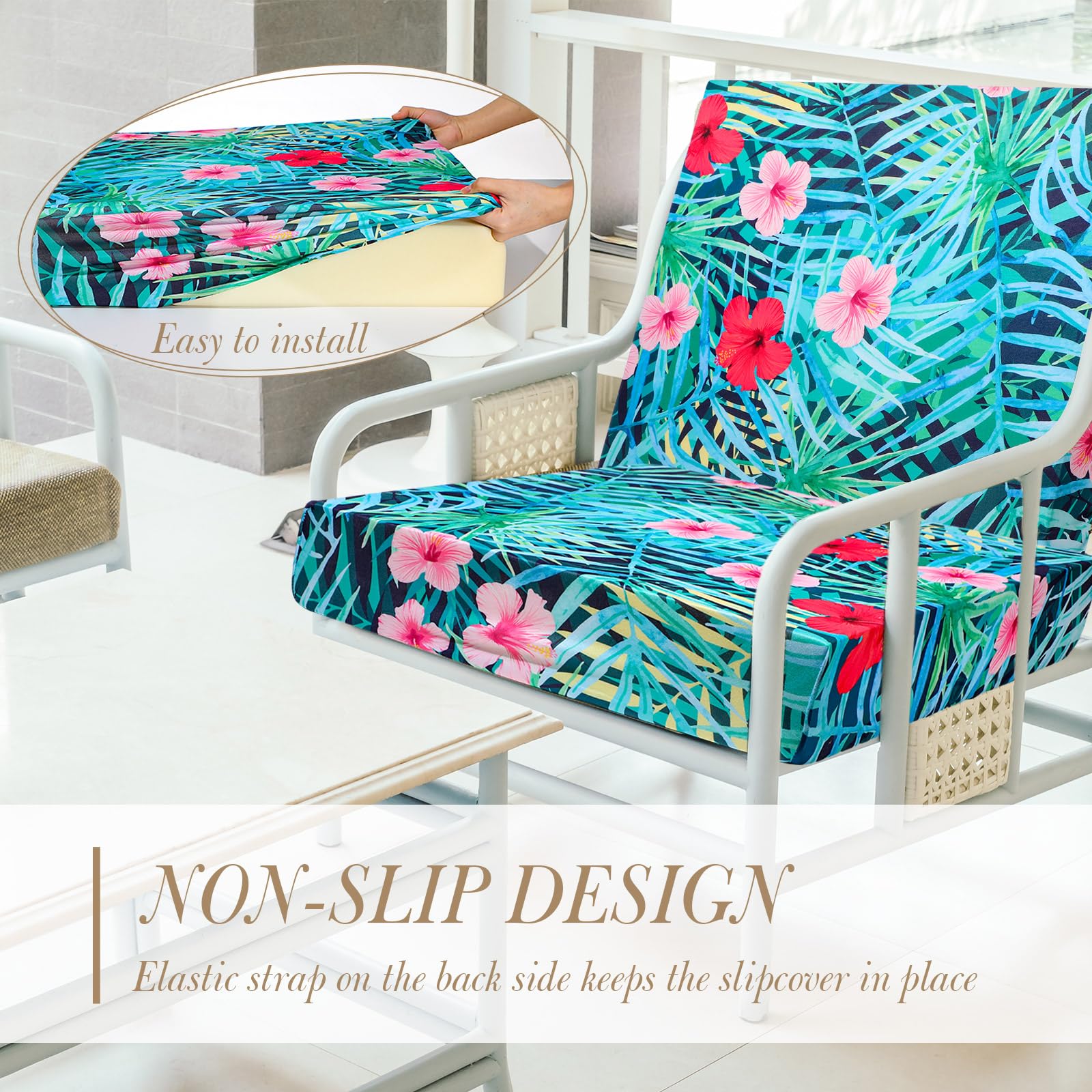 Easter Waterproof Patio Cushion Covers for Outdoor Patio Furniture & Indoor Sofa Cushions, 12/8/4Pcs, Elastic Pet-Friendly Sofa Cover Sofa Slipcover Couch Covers Anti-Slip Sofa Protector Sofa Seat Cover Replacement Sets for Spring Summer Patio Decor