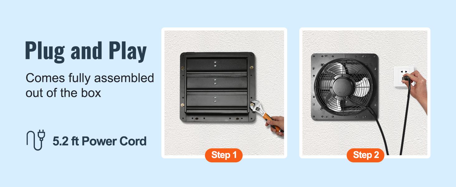 VEVOR Shutter Exhaust Fan, TikTokShopBlackFriday, 16'' with Temperature Humidity Controller, EC-motor, 2650 CFM, 10-Speed Adjustable Wall Mount Attic Fan, Ventilation and Cooling for Greenhouses, Garages, Sheds, ETL Listed  With or without a controller