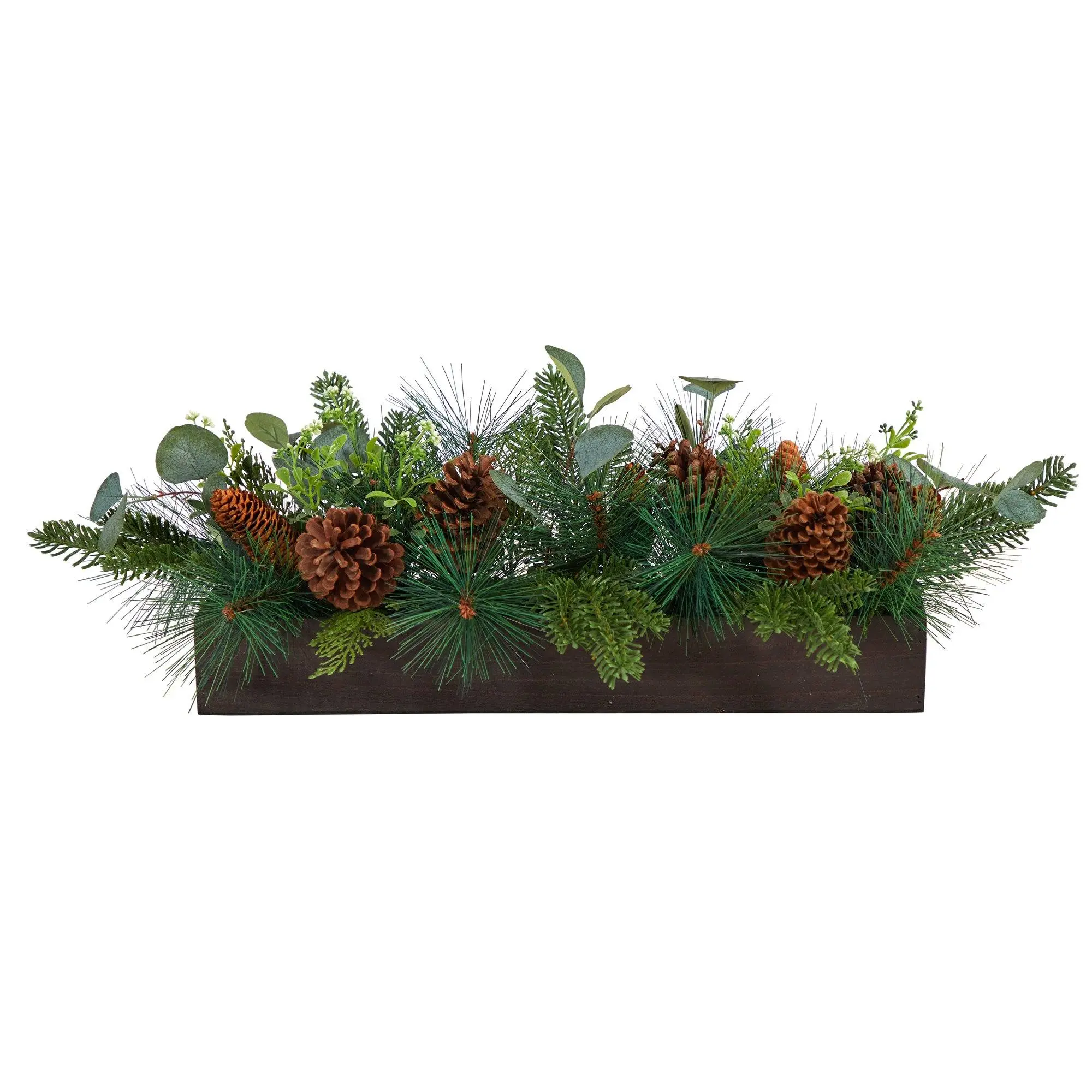 30-in Decorative Nature-Infused Artificial Evergreen Pine-Pine Cone Holiday Centerpiece - Artificial Floral Arrangement, Evergreen Garland, Floral Decor for Christmas Tablecape Creation, Artificial Floral Arrangement Christmas Decor