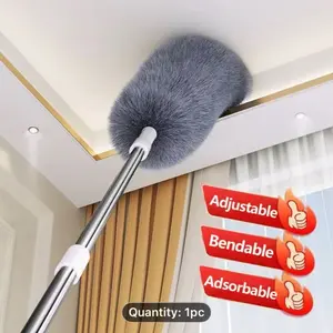 1pc Adjustable Bendable Microfiber Duster - Extendable Handle, Non-Electric Cleaning Tool with Long Reach for High Ceilings, Furniture, Cars, Chandeliers - Washable & Reusable Dusting Brush for Home, Office, Auto Detailing - Space-Saving Design, Car Inter