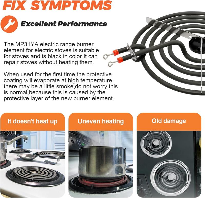 Beaquicy MP31YA Electric Range Burner Element - Replacement for Ken-more Whirlpool Range Stove - Package Include 3 pcs MP15YA 6" and 1 pcs MP21YA 8"