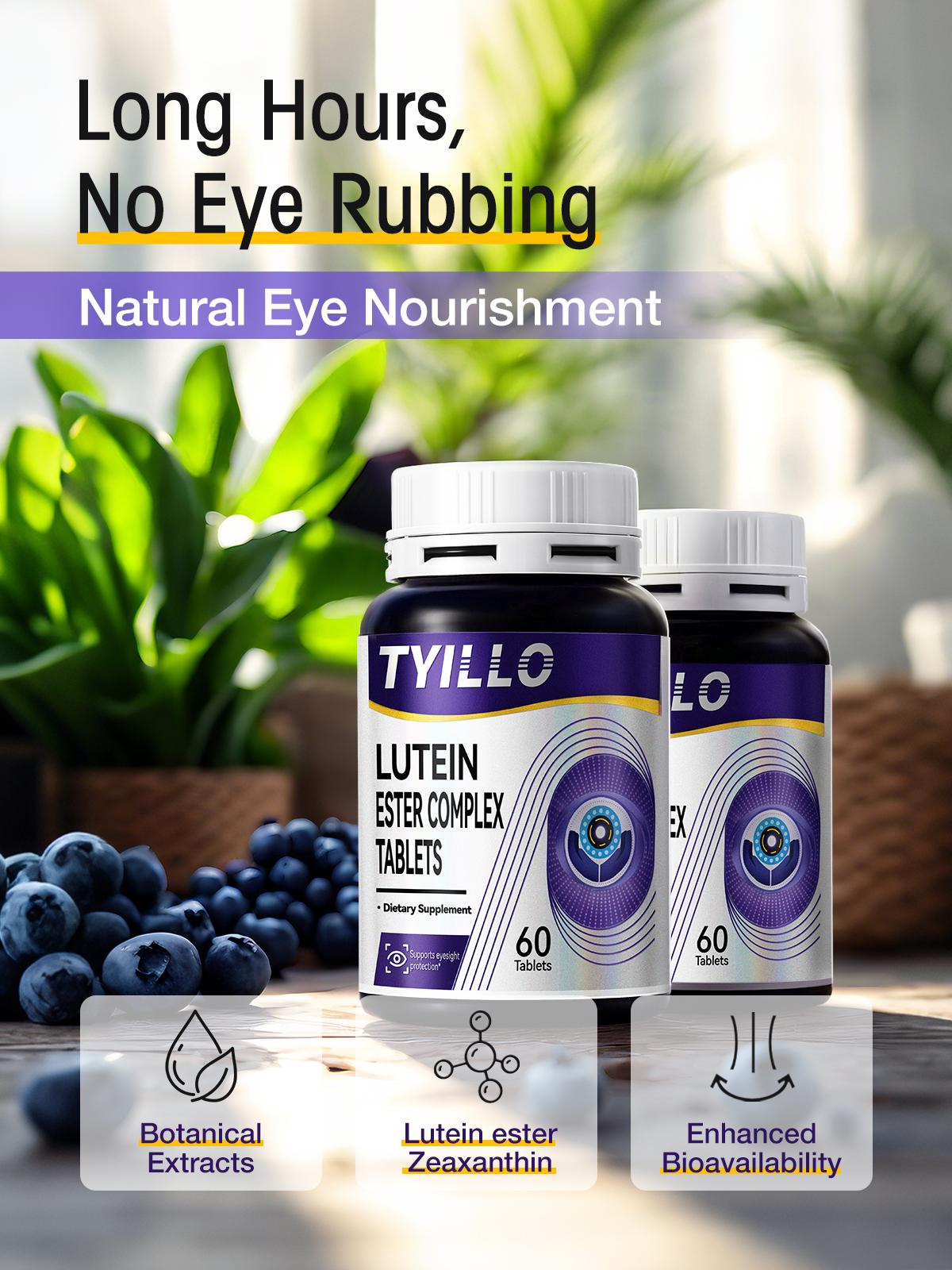 Tyillo Blueberry Lutein Ester Complex Tablets,tosupport eye health,Nutrition & Weliness,Relieve eye discomfort,Protecting eye health,Moisturize Eyes,preservation of eyesight,Suitable for teachers and white-collar workers-60 Tablets. Tyillo Blueberry Lutein Ester Complex Tablets,tosupport eye health,Nutrition & Weliness,Relieve eye discomfort,Protecting eye health,Moisturize Eyes,preservation of eyesight,Suitable for teachers and white-collar workers-60 Tablets.