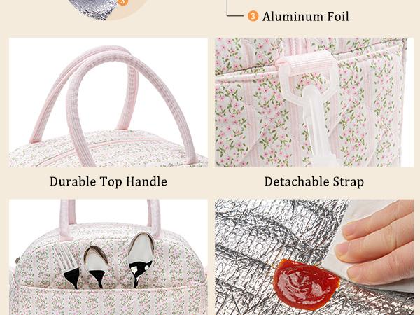 MEXS 2026 Lunch Bag for Women Reusable Lunch Box Quilted Puffer Large Capacity Insulated Cooler Tote Bags Work Travel Picnic