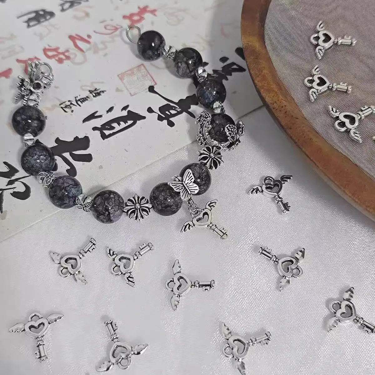 Sliver Heart Angel Wings Pendant