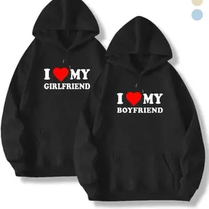 Couple Matching Hoodies - 'I Love My Girlfriend' Graphic Cotton Hoodie, Streetwear for Autumn and Winter, Gift for Boyfriend