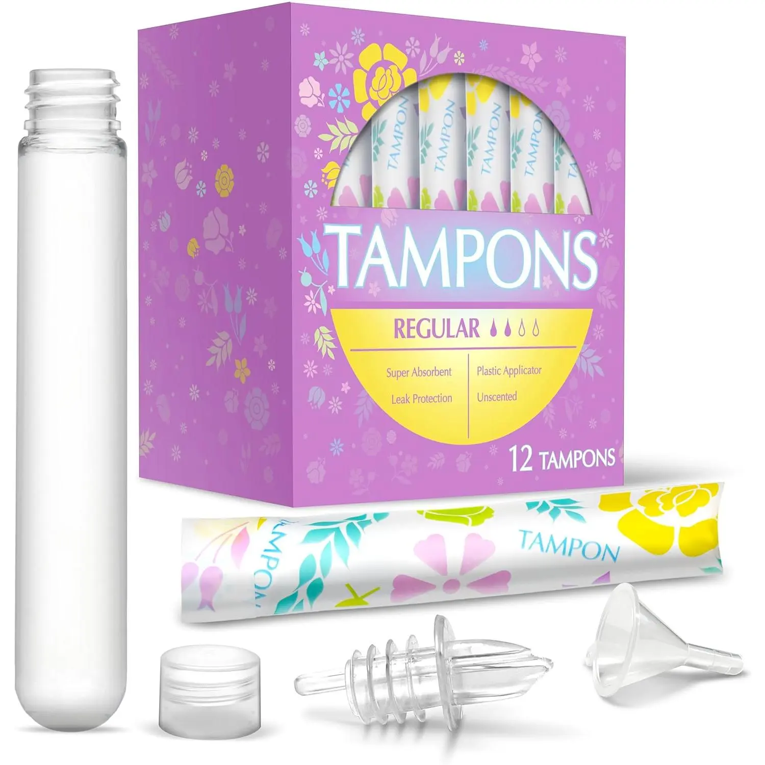 Women's 12-Pack Compact Concealed Shape Disguised Form Tampon Flasks, 18oz Total Capacity Stealthy Carry Containers - Odor-Proof Airtight Seal Travel Wrappers for Sports Use