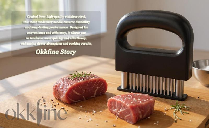 Okkfine Meat Tenderizer Tool, Upgraded ABS + Durable Stainless Steel Ultra-sharp Needle Blade, Easy To Press, Chicken Tenderizer Tool, Cooking Gadget for Tenderizing Chicken, Steak, Veal, Barbecue