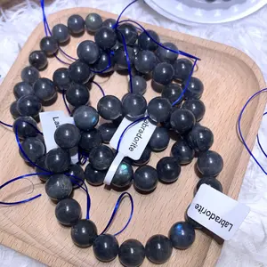 【Labradorite】Labradorite Handmade Stretch Elastic Bracelet Healing  Round Stone Beads Jewelry Gifts for Women Men