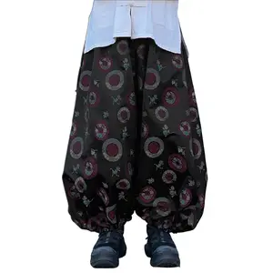 INCERUN Men's Boho Vacation Harem Pants Vintage Floral Print Wide Leg Trousers Yoga Hippie Loose Fit Joggers