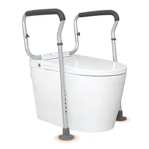 VEVOR Toilet Safety Rail,  Bathroom Toilet Seat Frame, Adjustable Width & Height Fit Most Toilets, Supports 300lbs, Toilet Handles Grab Bars with Padded Armrests for Handicap, Disabled, Seniors