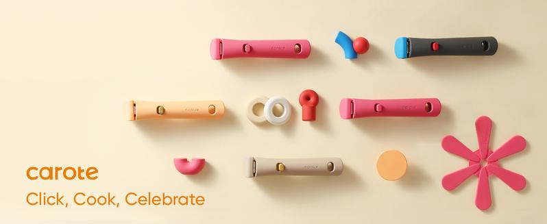 [Official] CAROTE 24pcs Nonstick Cookware Set with Removable Handles, Dishwasher Oven Fridge Safe, Stackable, Orange/Dark Gray Cookware