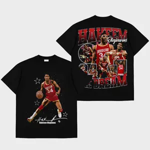 Hakeem Olajuwon "#34" Premium Cotton T-shirt V1,The Dream Fans T-shirt,  Rockets Nation Fans Club T-Shirt, Basketball Graphic T-Shirt, Basketball Lover Gift, Basketball Game Day Outfit.