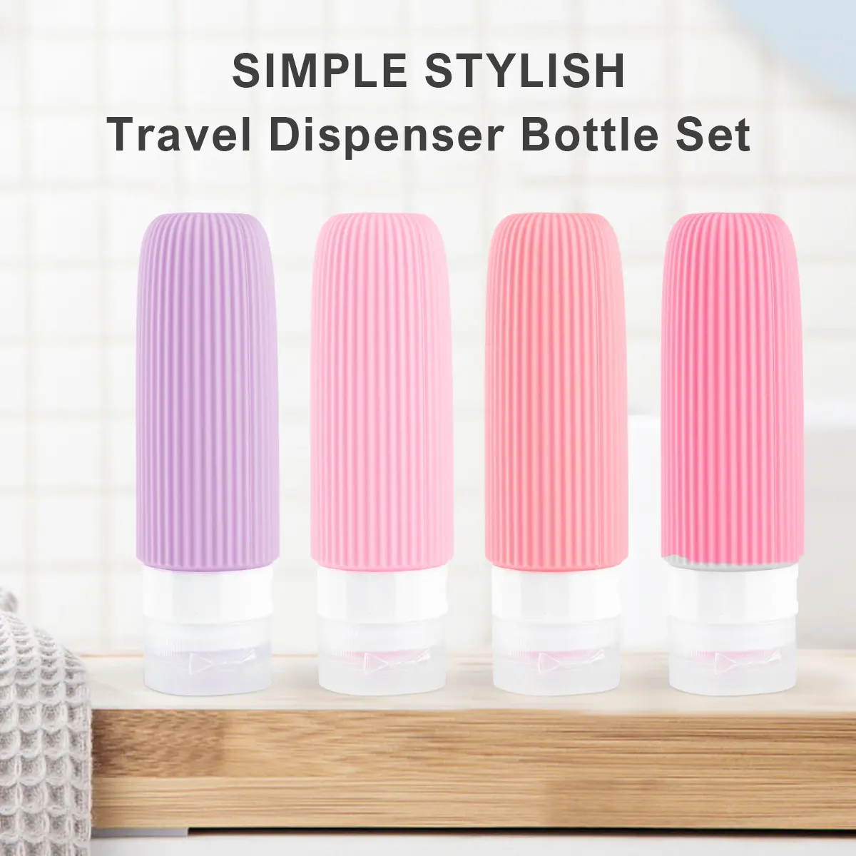 Eco-Friendly Silicone Travel Bottles 4-Pack 3oz - Leak-Proof, Portable, TSA-Approved Storage Bottles & Jars for Shampoo, Conditioner - Multi-Pack Home Organizer for Travel/Gym/Hike, Refill Anytime