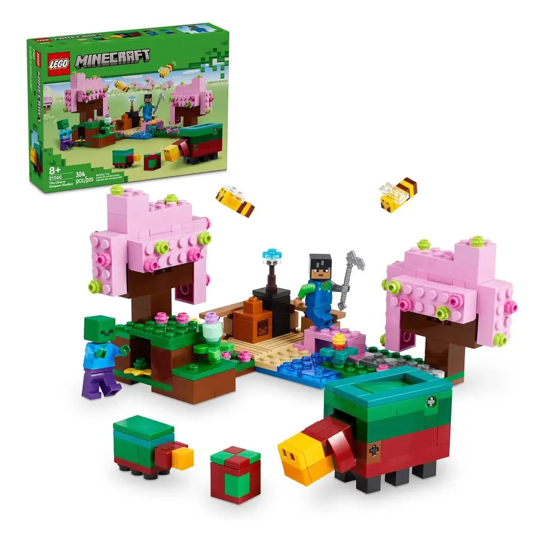 LEGO Minecraft The Cherry Blossom Garden (21260) Model Building Kit, Miniature DIY Assembly Building Block Set for Toys & Hobbies Enthusiasts